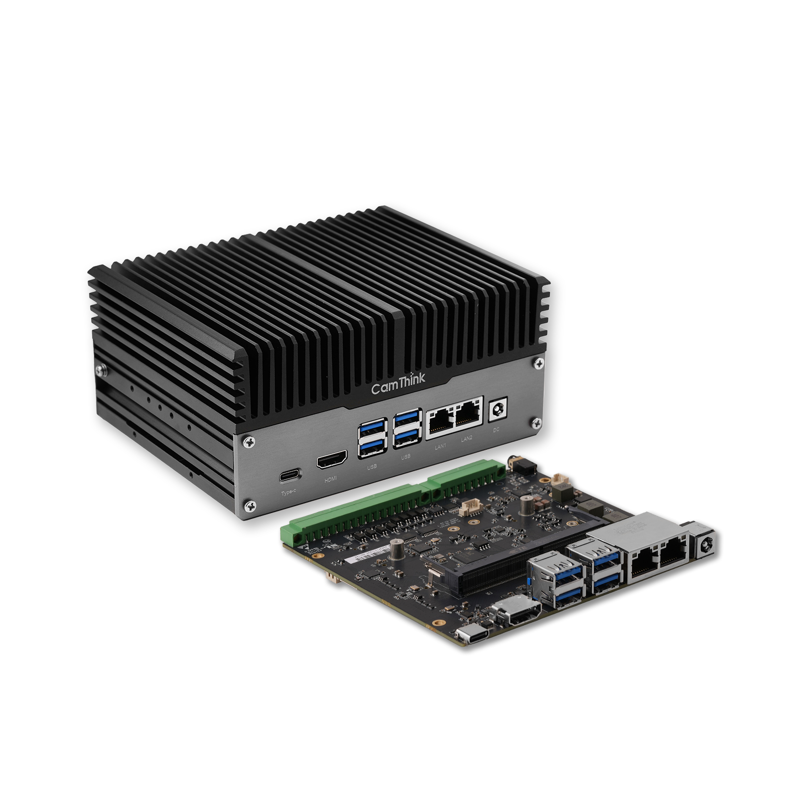 edge-ai-system-with-carrier-board NG4500 industrial AI Box and modular expansion board shown separately for clarity