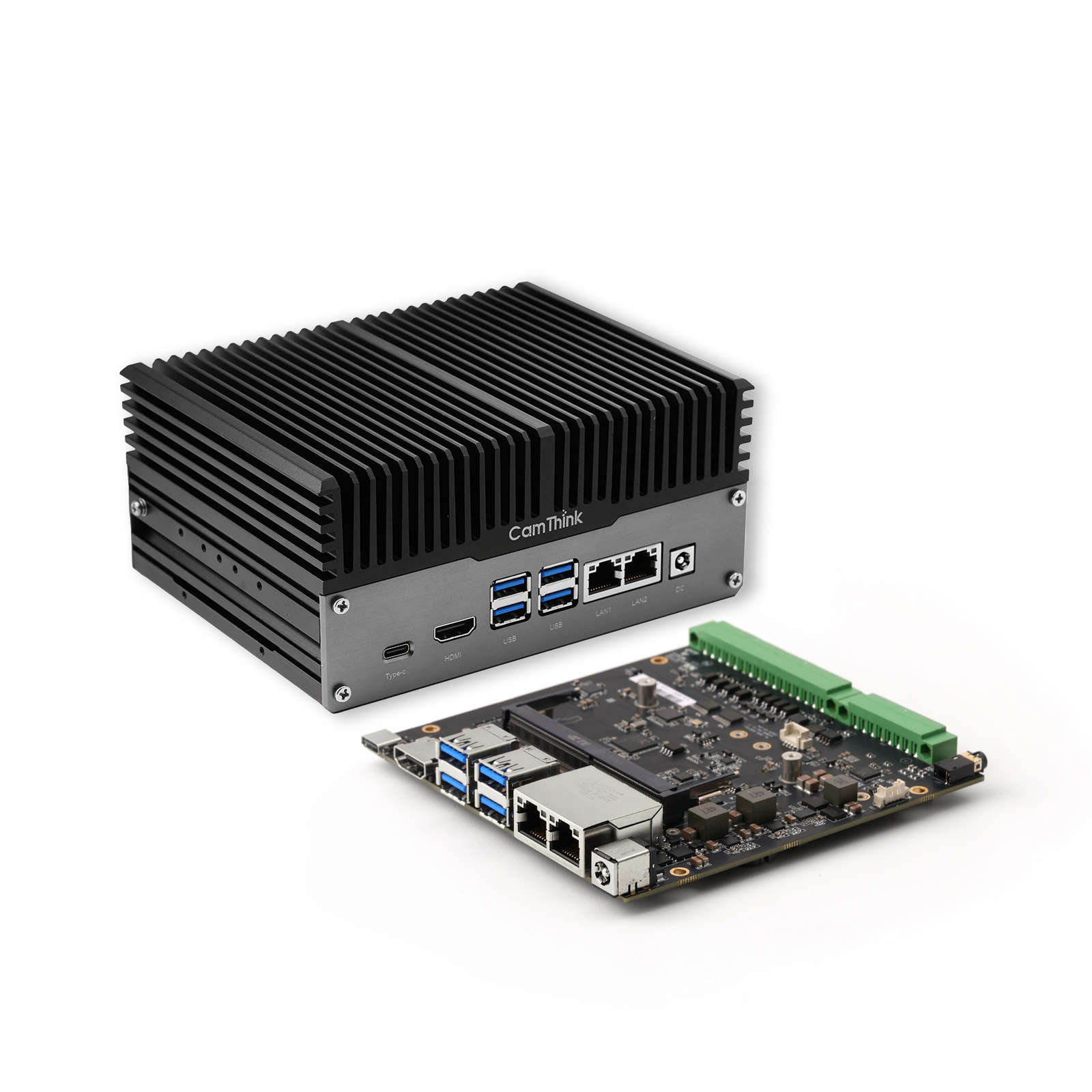 edge-ai-box-carrier-board-syetem NG4500 AI Box with mounted expansion board for industrial edge computing