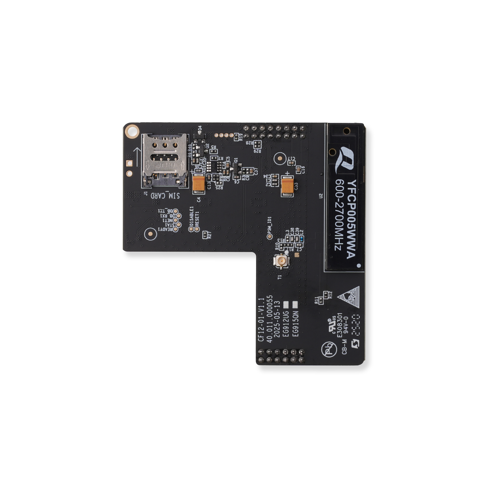 ne101-communication-dev-board Wireless extension board with SIM slot and Cat.1 support for CamThink NE101 Front View