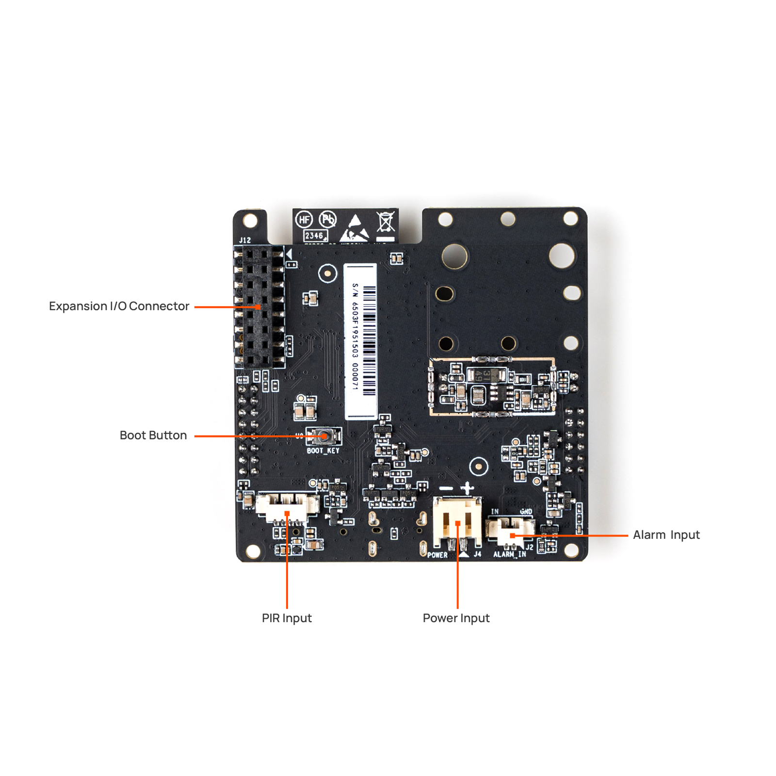neoeyes-ai-camera-dev-boards-rich-interfaces NeoEyes NE101 ESP32 Dev Board IO Interface back view