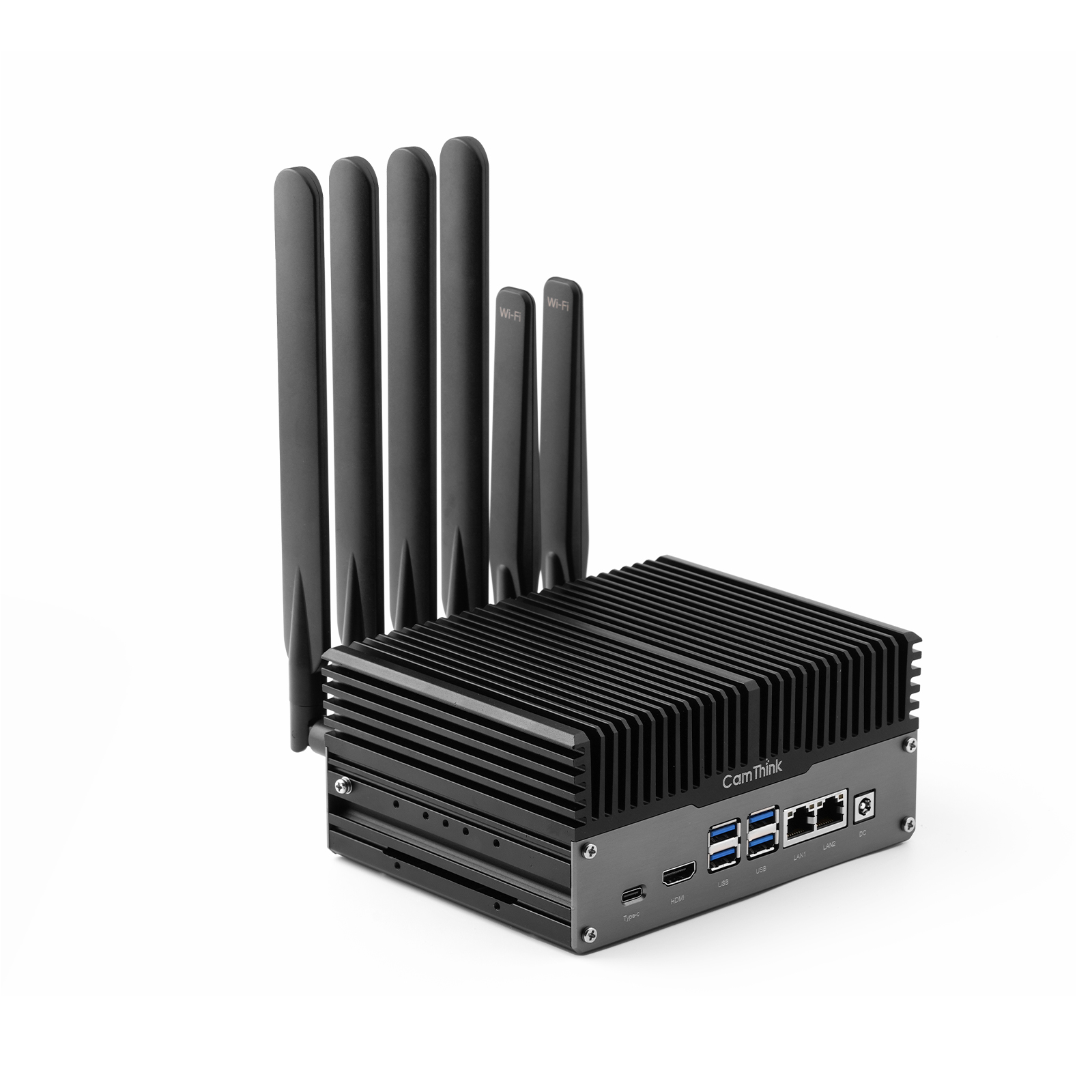 wifi-antenna-edge-ai-box CamThink NG4500 Edge AI Box with full antenna setup for high-performance wireless connectivity