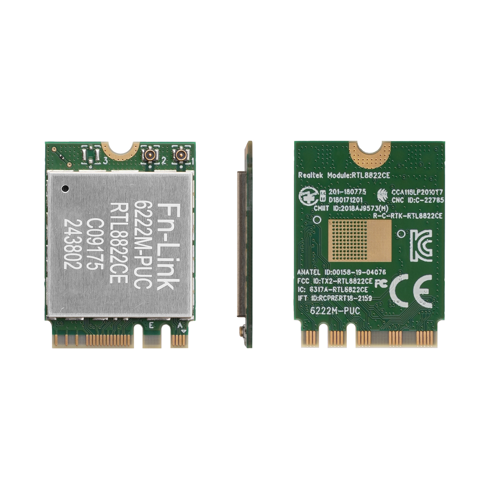 Side and back view of dual-band Wi-Fi module for embedded use