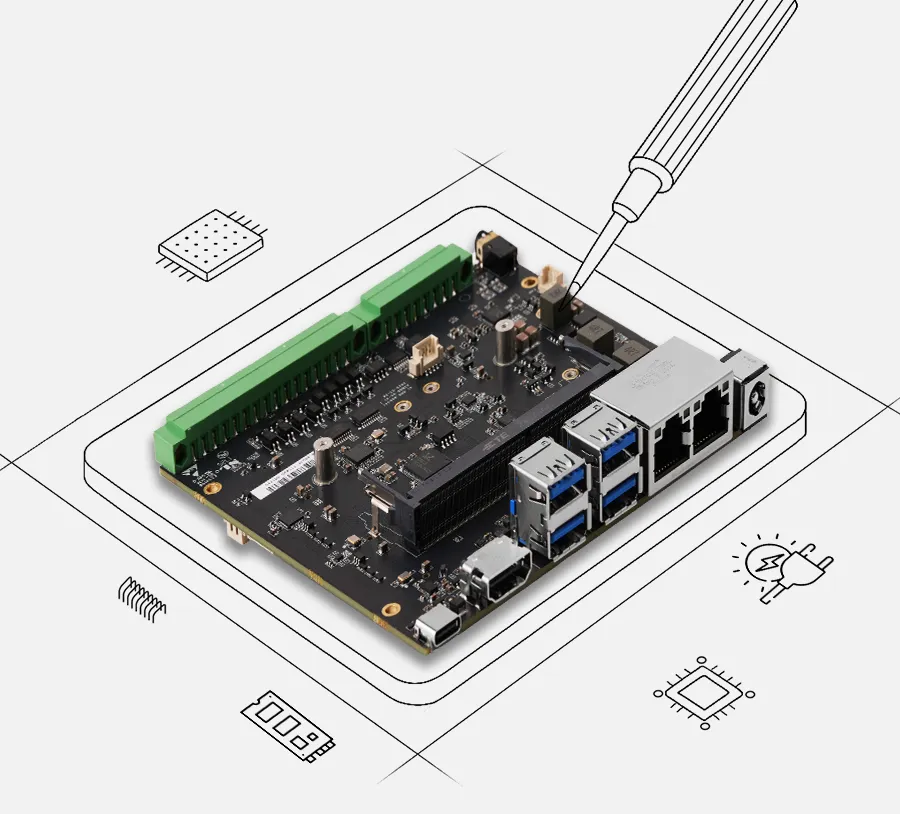 NG4500 Edge AI Box with dual Gigabit LAN, USB 3.1, RS485, CAN, and SMA antenna interfaces