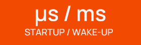 NE301 AI Camera STN36N2 Startup and wake-up speed label showing microsecond and millisecond ( $\mu s / ms$) performance
