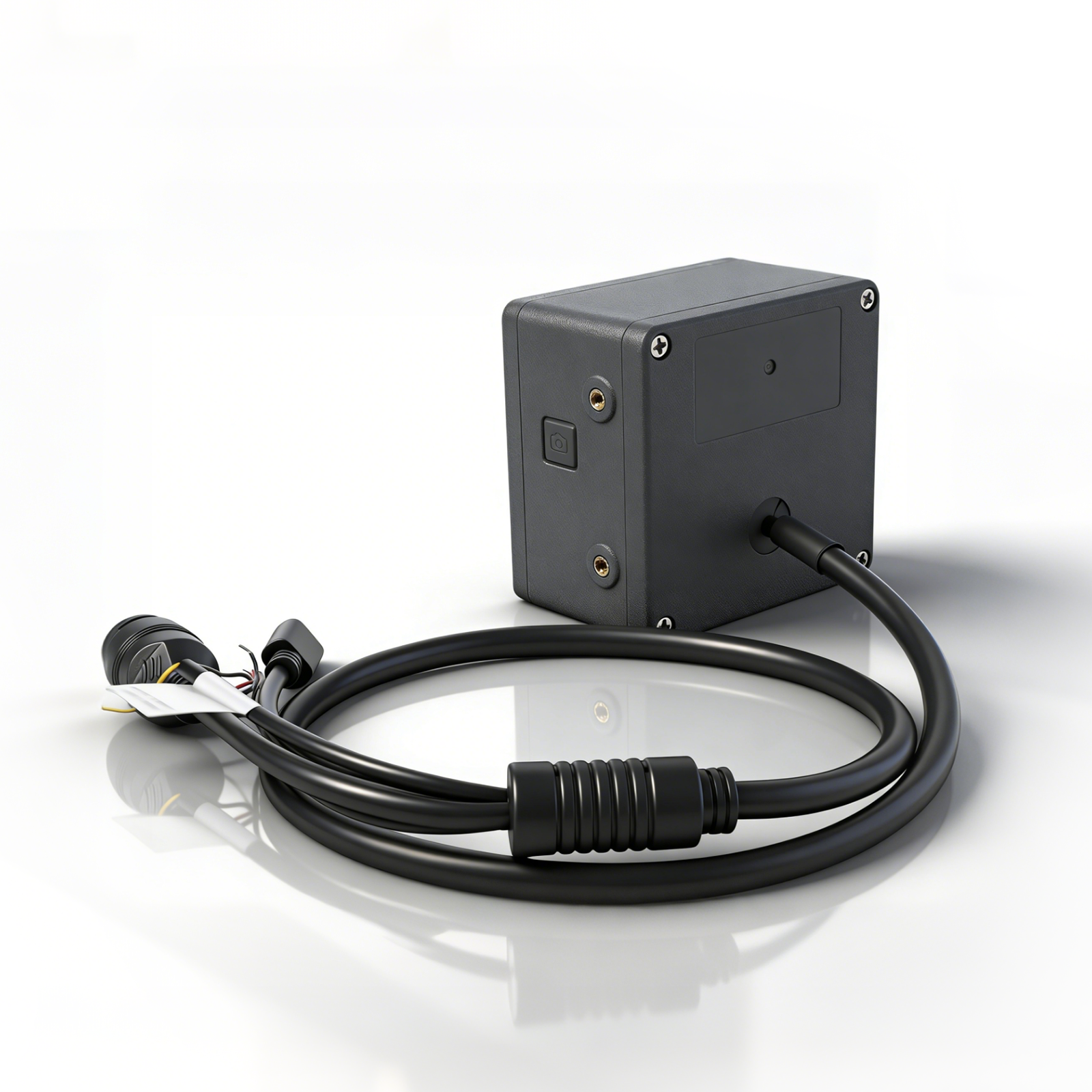 ne301-poe-camera-waterproof-connector-cable NE301 PoE camera with integrated RJ45 waterproof connector for outdoor industrial deployment.