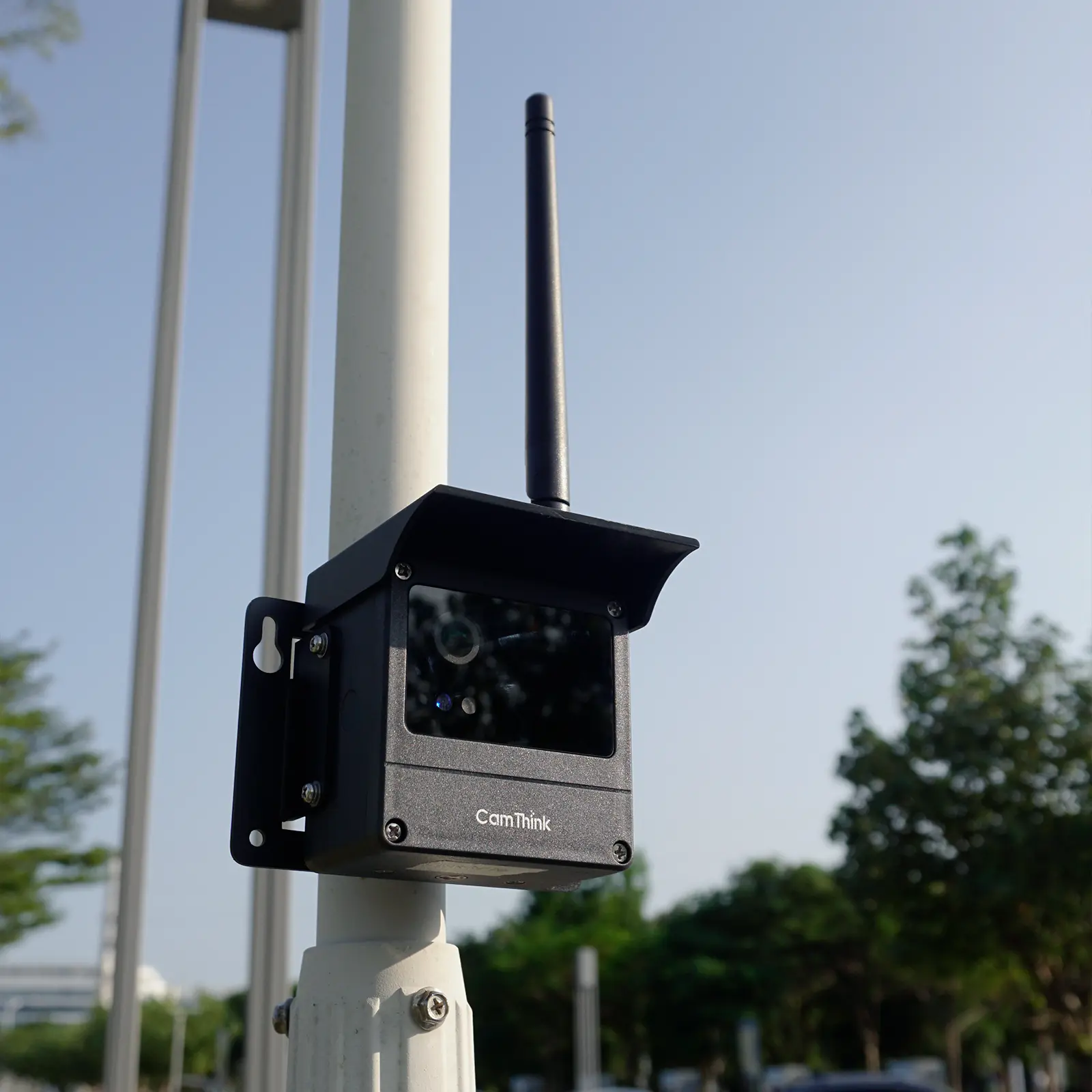 ne301-weather-shield-antenna-pole-mounted NeoEyes NE301 STM32N6 Edge AI Camera with Weather Shield & Antenna