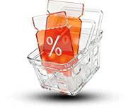 shopping basket with percentage icon representing discount deals