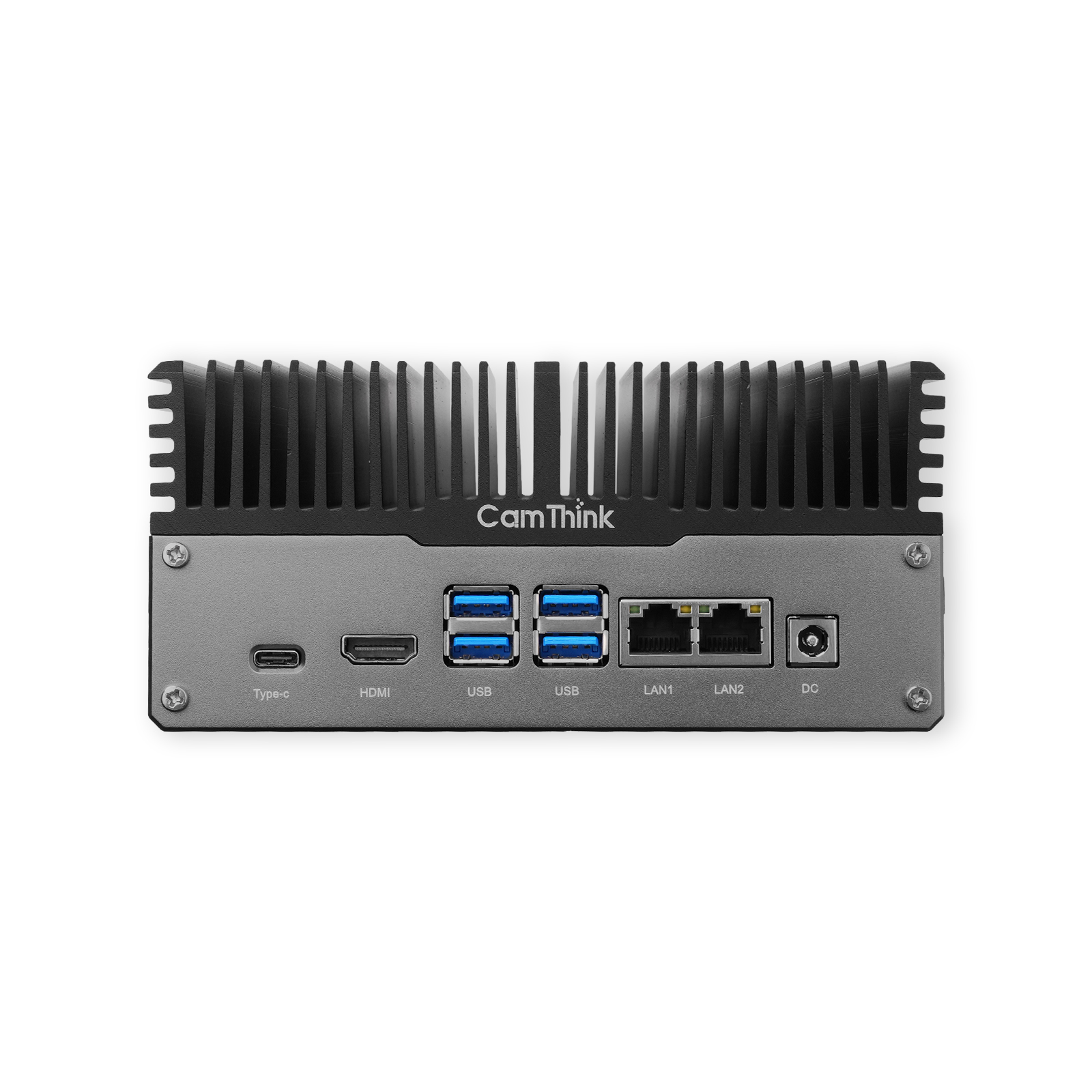 edge-ai-box Close-up of NG4500 front interface showing USB 3.1, HDMI, and Gigabit LAN ports