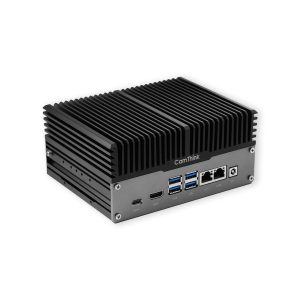 Perspective side view of CamThink NG4500 Edge AI computer with aluminum heat fins