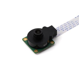 Front view of Raspberry Pi high-resolution IMX477 sensor module with lens mount