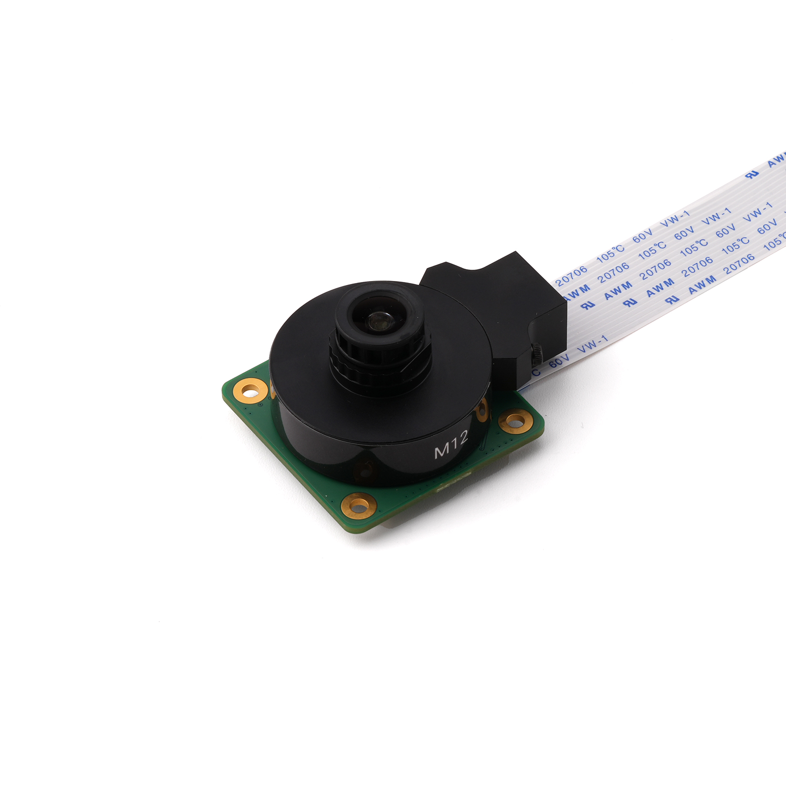 Front view of Raspberry Pi high-resolution IMX477 sensor module with lens mount