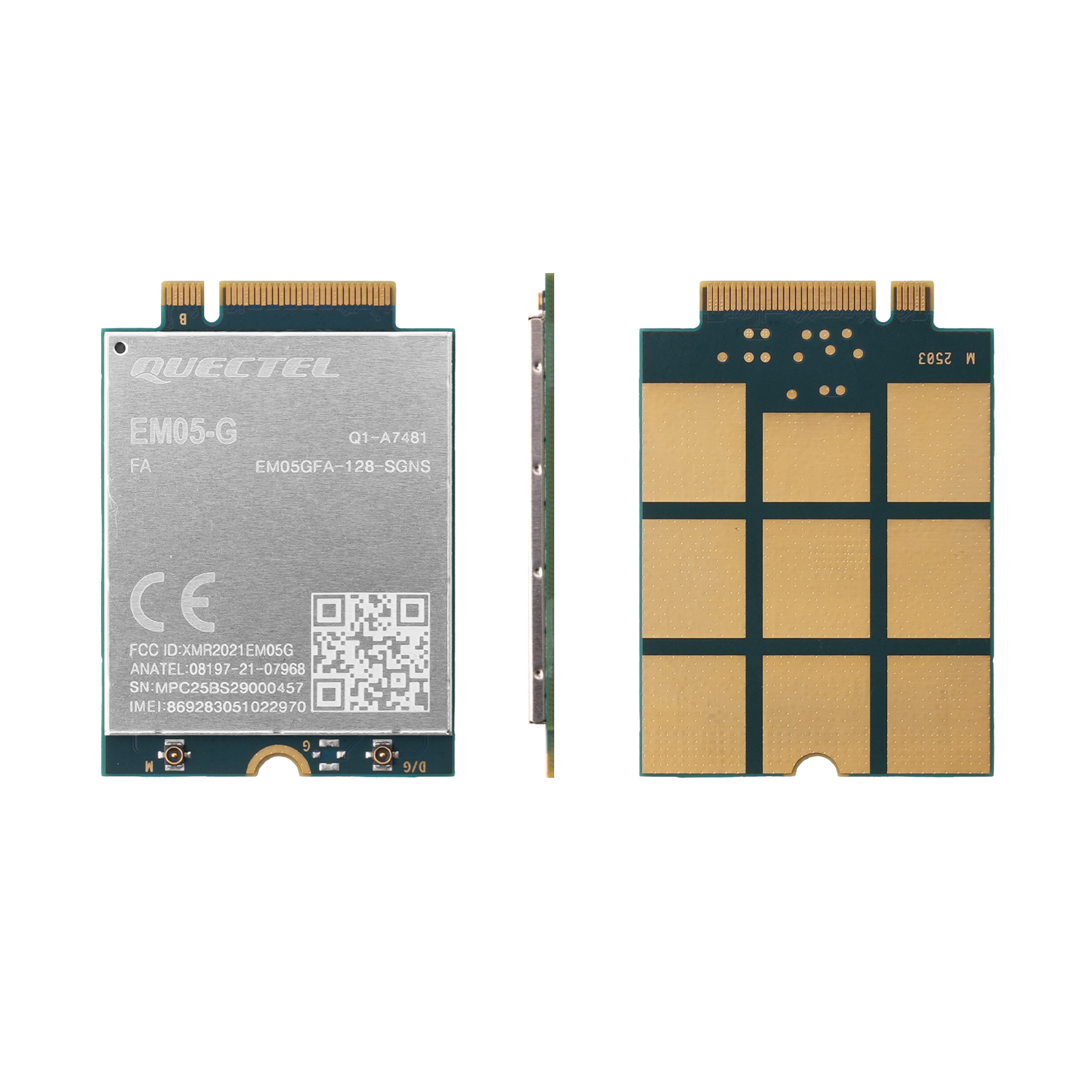 Complete front, back, and side view of 4G LTE module