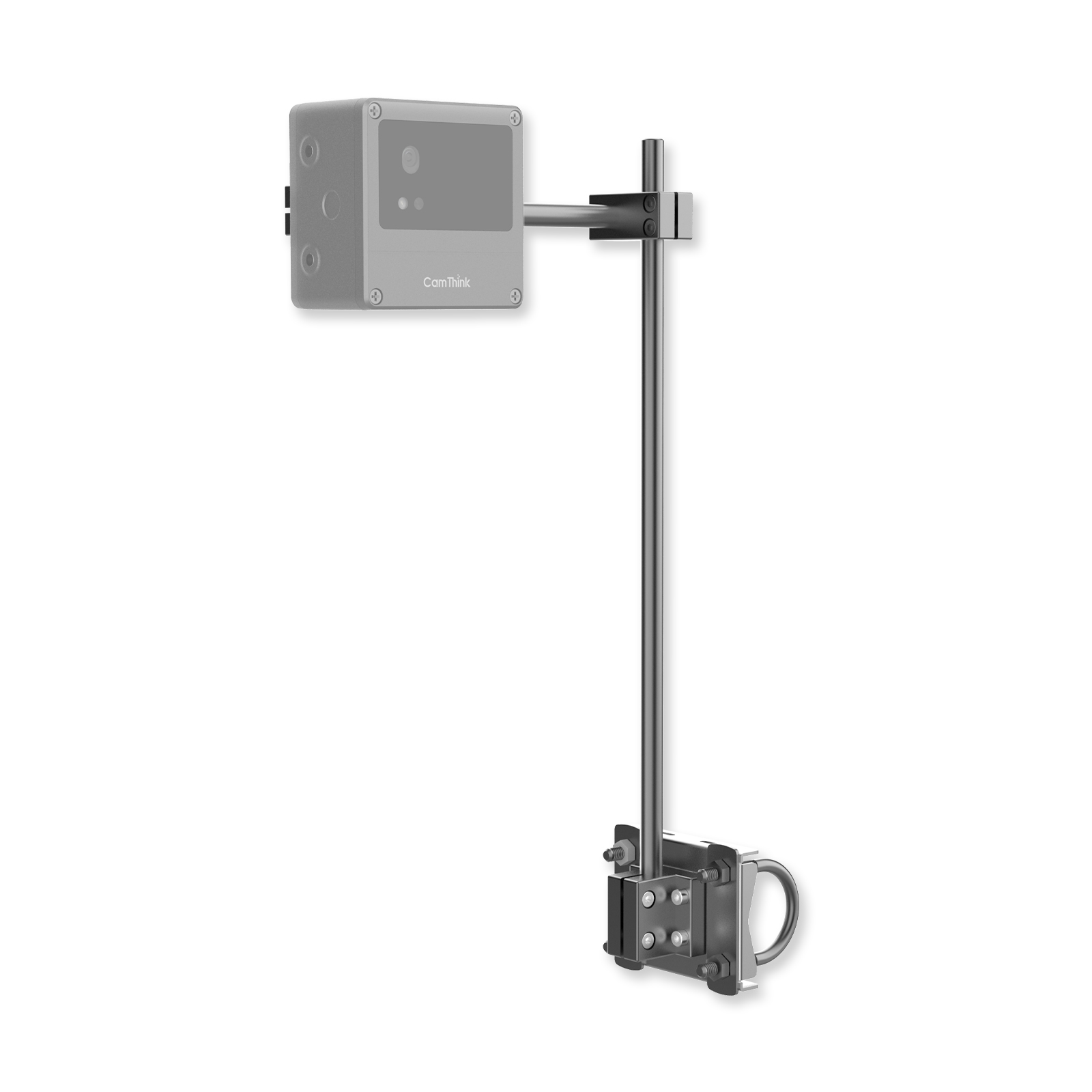 pole-mounts-ai-camera CamThink NeoEyes AI Camera with pole mount bracket – front view