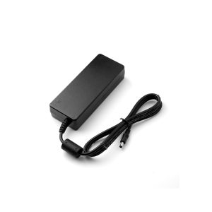 Full view of black power supply with cable